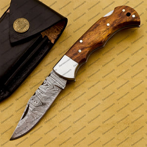 Personalized Custom Handmade Customize Damascus Knife Custom Pocket Fold Knife Groomsmen Gifts Anniversary Gift Authentic Damascus Steel Blade Gift for Him