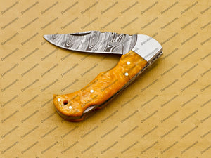 Personalized Custom Handmade Damascus Pocket Folding Knife, Custom Pocket Fold Knife, Groomsmen Gifts Anniversary Gift Authentic Damascus Steel Blade Gift for Him Sf-015