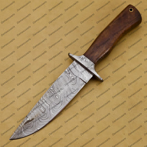 Personalized 11" Custom Handmade Damascus Gut Hook Hunting Fixed Blade Knife Damascus Handmade Word Class with Leather Sheath