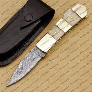 Personalized Custom Handmade 8" Mink Knife Handmade Stainless Steel Hunting Knife 3.5 Inches Blade Made in Usa with Leather Sheath