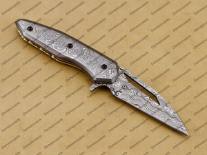Personalized Custom Handmade Komodo Dragon 7″ Long 3″blade” Damascus Pocket Knife Handmade Damascus Pocket Folding Knife Hand Made Word Class Knives with Leather Sheath