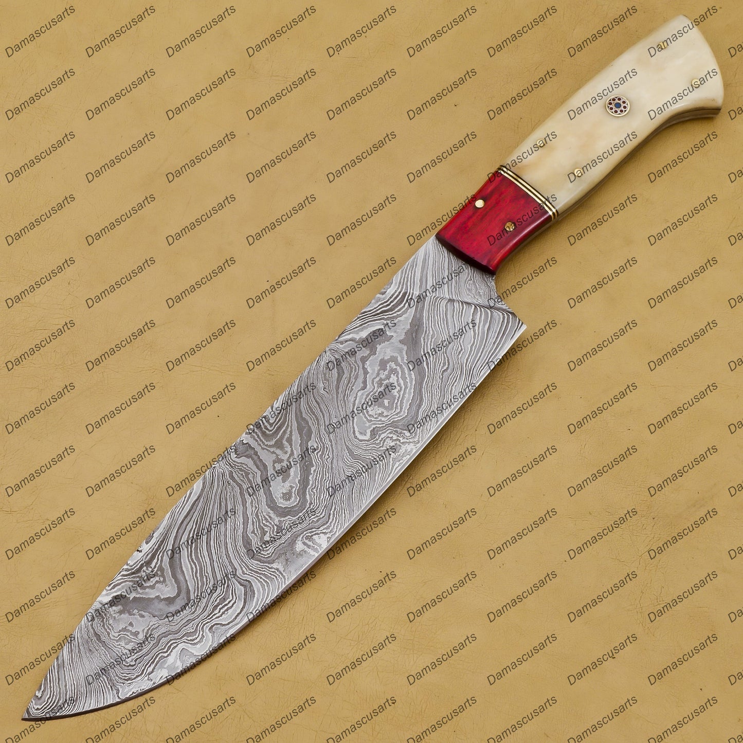 Fish Chef Knife12″ Long 8 “Blade ” Razor Sharp Hand Made Damascus Steel Chef Knives Hand Made Word Class Knives Made in USA