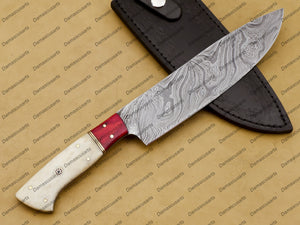 Fish Chef Knife12″ Long 8 “Blade ” Razor Sharp Hand Made Damascus Steel Chef Knives Hand Made Word Class Knives Made in USA