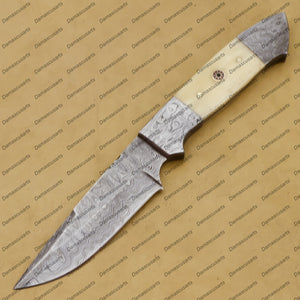 Personalized Custom Handmade 9"mink Knife Handmade Damascus Fixed Blade Hunting Knife Inches Blade Made with Leather Sheath