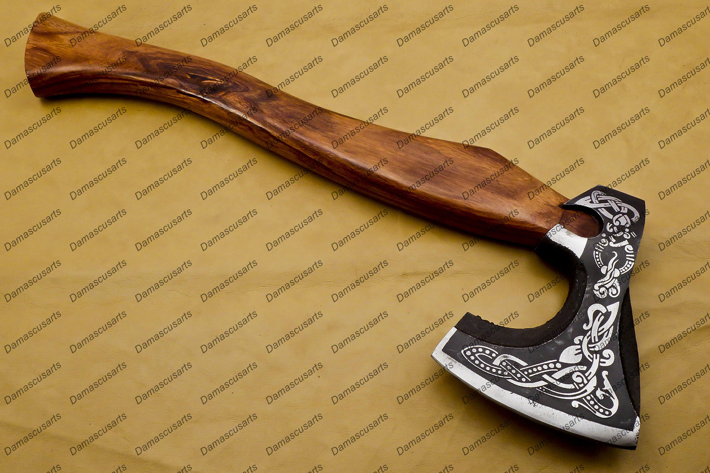 Engrave able Custom Handmade Carbon Steel Axe Viking Hunting CAMPING AXE Vantage AXE Battle with Beautiful Design of Wood Handle