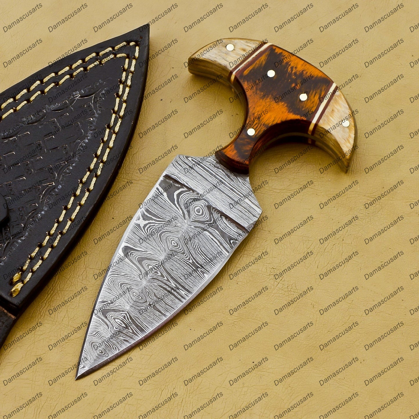 Personalized Custom Handmade Dagger Hunting Knife Handmade Damascus Boot Throwing Kunai Knife Fixed Blade Hand Forged Knife Leather Sheath Gift for Him