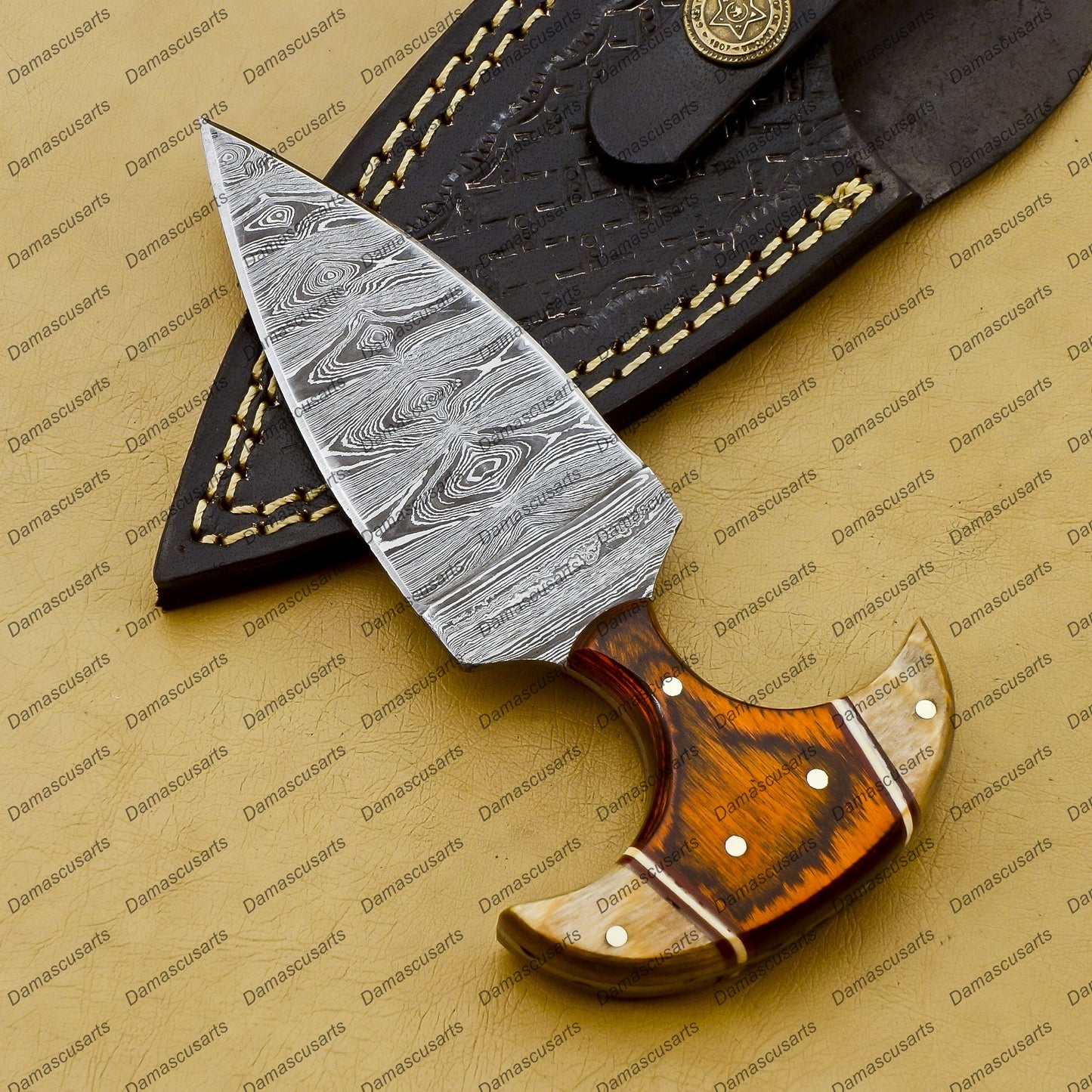 Personalized Custom Handmade Dagger Hunting Knife Handmade Damascus Boot Throwing Kunai Knife Fixed Blade Hand Forged Knife Leather Sheath Gift for Him