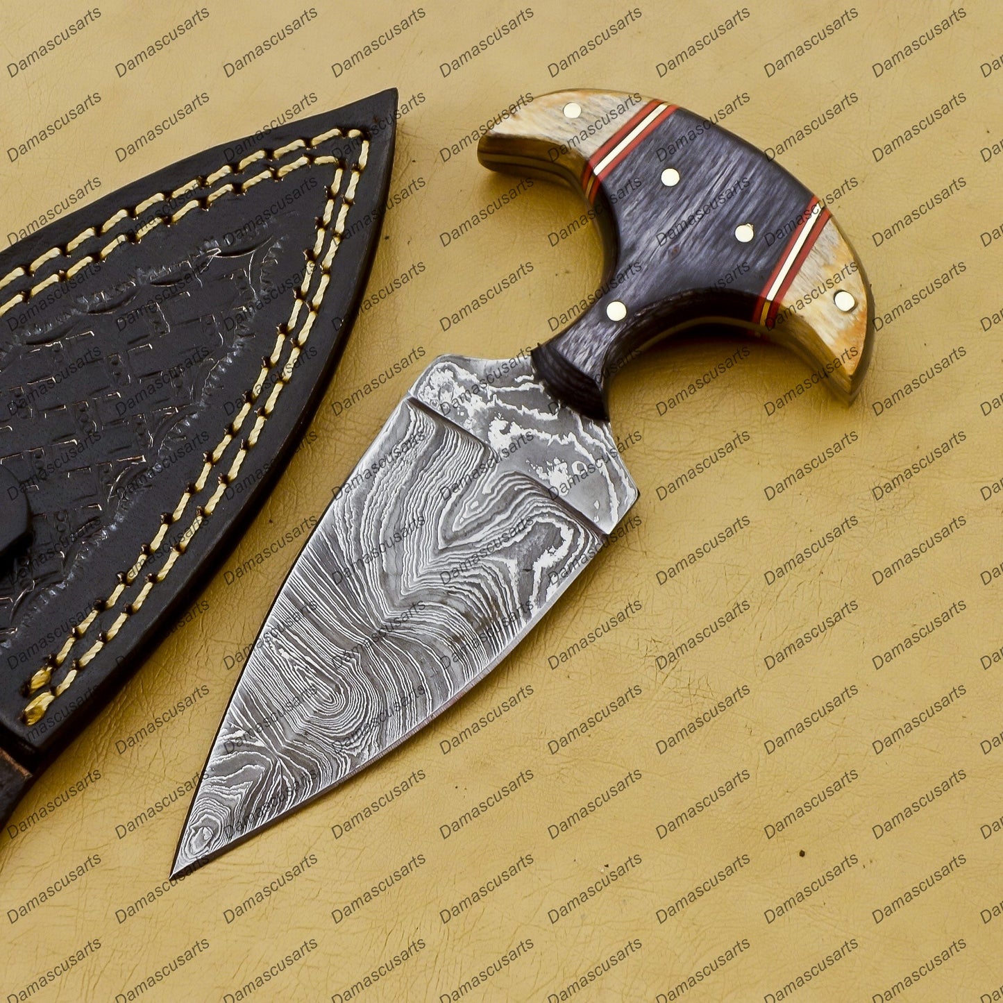 Personalized Custom Handmade Dagger Hunting Knife Handmade Damascus Boot Throwing Kunai Knife Fixed Blade Hand Forged Knife Leather Sheath Gift for Him