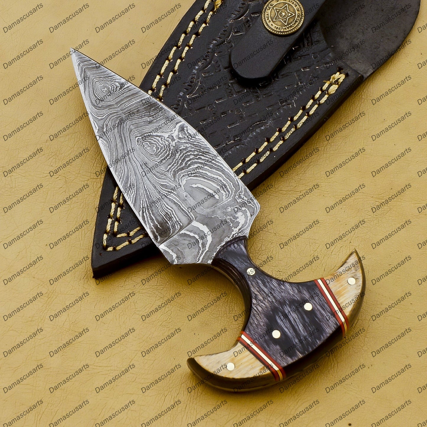 Personalized Custom Handmade Dagger Hunting Knife Handmade Damascus Boot Throwing Kunai Knife Fixed Blade Hand Forged Knife Leather Sheath Gift for Him