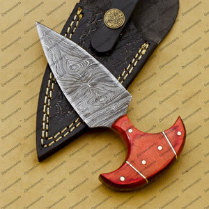 Personalized Custom Handmade Dagger Hunting Knife Handmade Damascus Boot Throwing Kunai Knife Fixed Blade Hand Forged Knife Leather Sheath Gift for Him