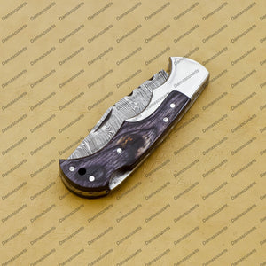Personalized Custom Handmade Damascus Knife Custom Pocket Fold Knife Groomsmen Gifts Anniversary Gift Authentic Damascus Steel Blade Gift for Him