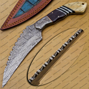 Customize Handmade Damascus Kukri Knife Kukri/ Khukuri Knife Anniversary Gift Camping Knife Gift for Him Groomsmen Gift with Leather Sheath
