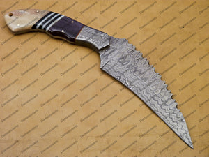 Customize Handmade Damascus Kukri Knife Kukri/ Khukuri Knife Anniversary Gift Camping Knife Gift for Him Groomsmen Gift with Leather Sheath
