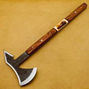 Personalized Custom Carban Steel Tomahawk Axe Viking Hunting CAMPING AXE Vantage AXE Battle of Wood Handle Leather Cover