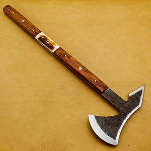 Personalized Custom Carban Steel Tomahawk Axe Viking Hunting CAMPING AXE Vantage AXE Battle of Wood Handle Leather Cover