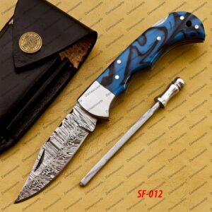 Personalized Damascus Folding Pocket Knife