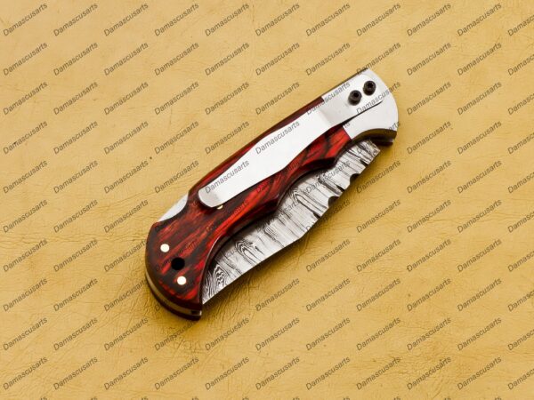 Personalized Damascus Folding Pocket Knife Custom Handmade Damascus Steel Pocket Knife USA, Engraved EDC Groomsmen Gift, 3″ Razor-Sharp Blade with Leather Sheath & Fast U.S. Shipping - Image 10