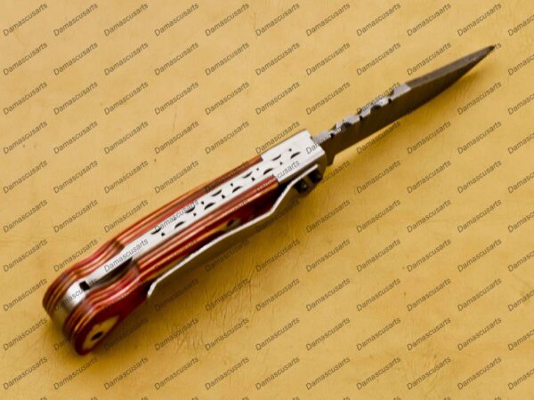 Personalized Damascus Folding Pocket Knife – Custom Handmade Damascus Steel Pocket Knife USA, Engraved EDC Groomsmen Gift, 3″ Razor-Sharp Blade with Leather Sheath & Fast U.S. Shipping - Image 10