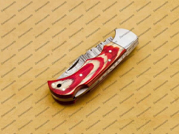 Personalized Damascus Folding Pocket Knife – Custom Handmade Damascus Steel Pocket Knife USA, Engraved EDC Groomsmen Gift, 3″ Razor-Sharp Blade with Leather Sheath & Fast U.S. Shipping - Image 7